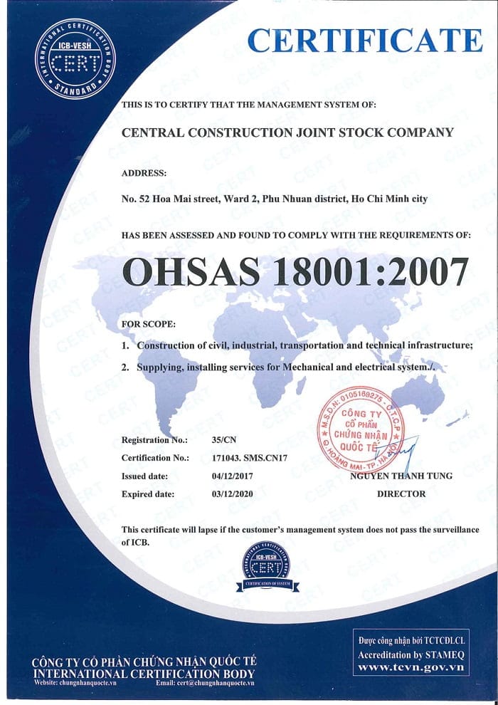 Chứng chỉ OHSAS 18001:2007